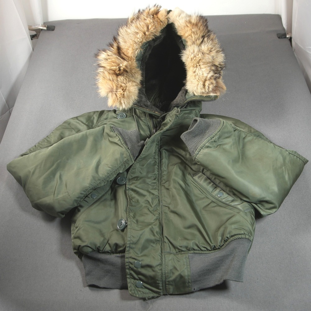 VTG 70s Lancer Clothing Corp N-2B Flight Hooded Men M Jacket Short Waist Aviator